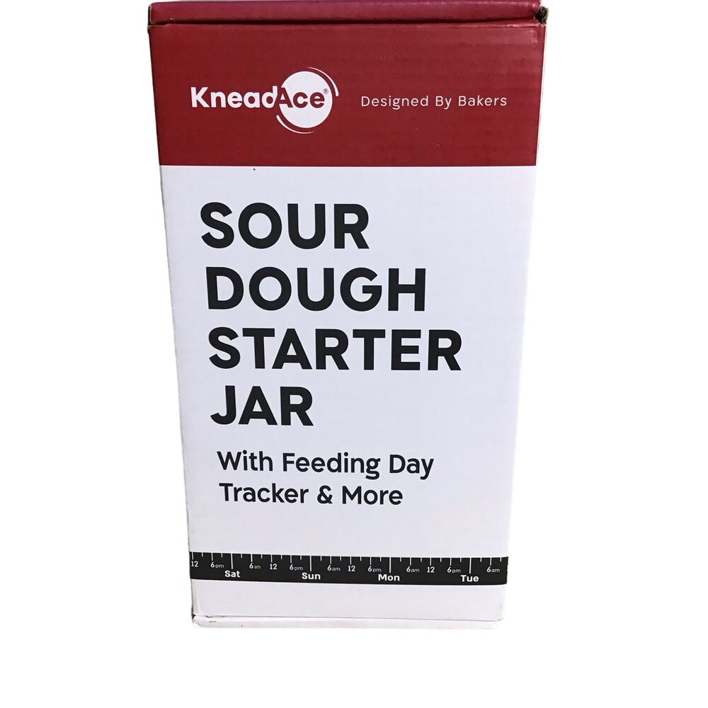 KneadAce Sourdough Starter Jar With Date Marked Feeding Band, Thermometer, NWT